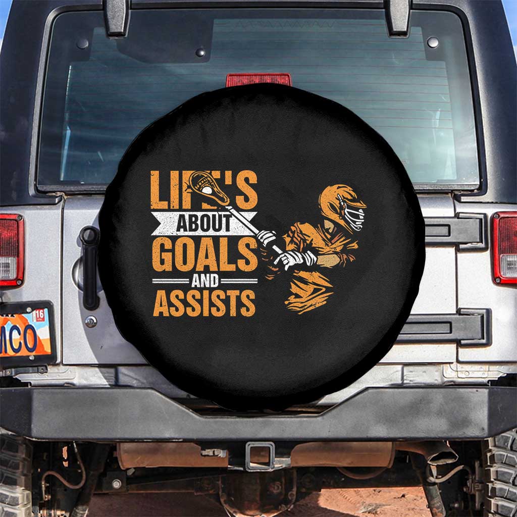 Funny Lacrosse Lax Player Spare Tire Cover Life's About Goals And Assists