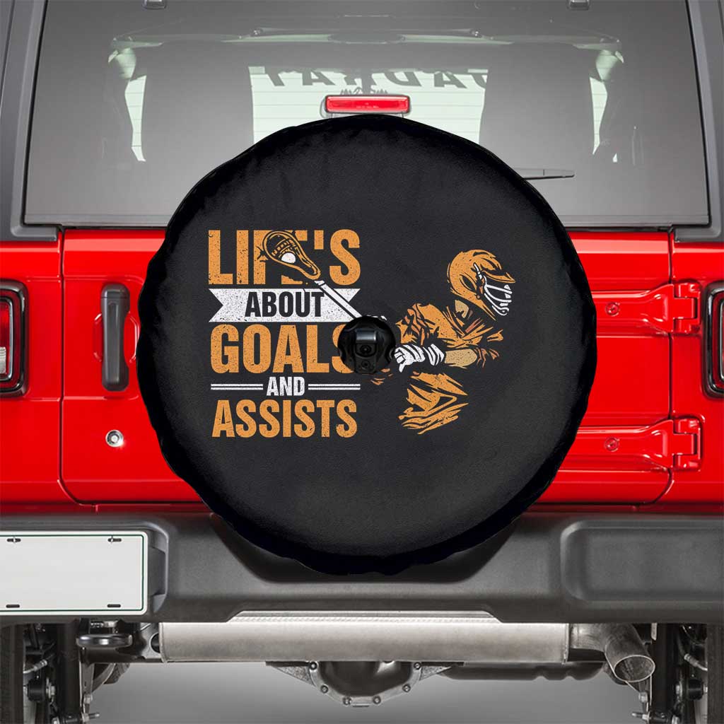 Funny Lacrosse Lax Player Spare Tire Cover Life's About Goals And Assists