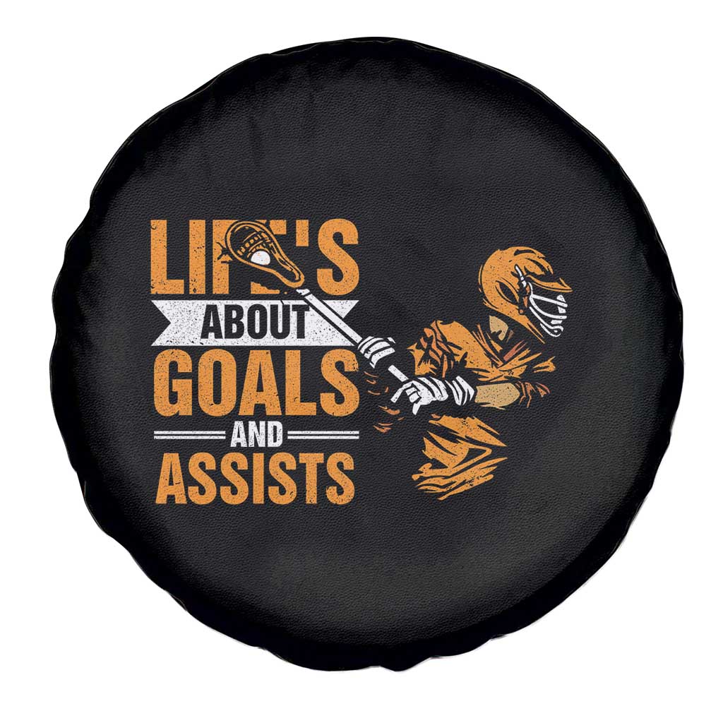 Funny Lacrosse Lax Player Spare Tire Cover Life's About Goals And Assists
