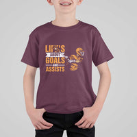 Funny Lacrosse Lax Player T Shirt For Kid Life's About Goals And Assists
