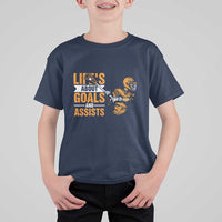 Funny Lacrosse Lax Player T Shirt For Kid Life's About Goals And Assists