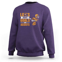 Funny Lacrosse Lax Player Sweatshirt Life's About Goals And Assists