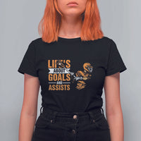 Funny Lacrosse Lax Player T Shirt For Women Life's About Goals And Assists