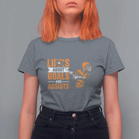 Funny Lacrosse Lax Player T Shirt For Women Life's About Goals And Assists