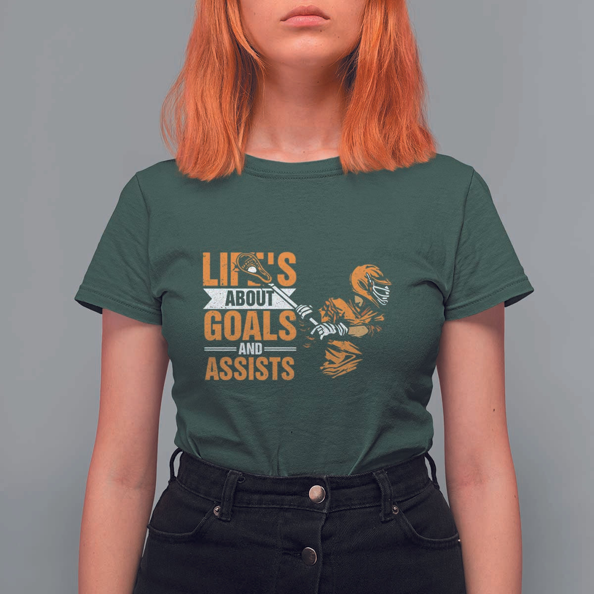 Funny Lacrosse Lax Player T Shirt For Women Life's About Goals And Assists