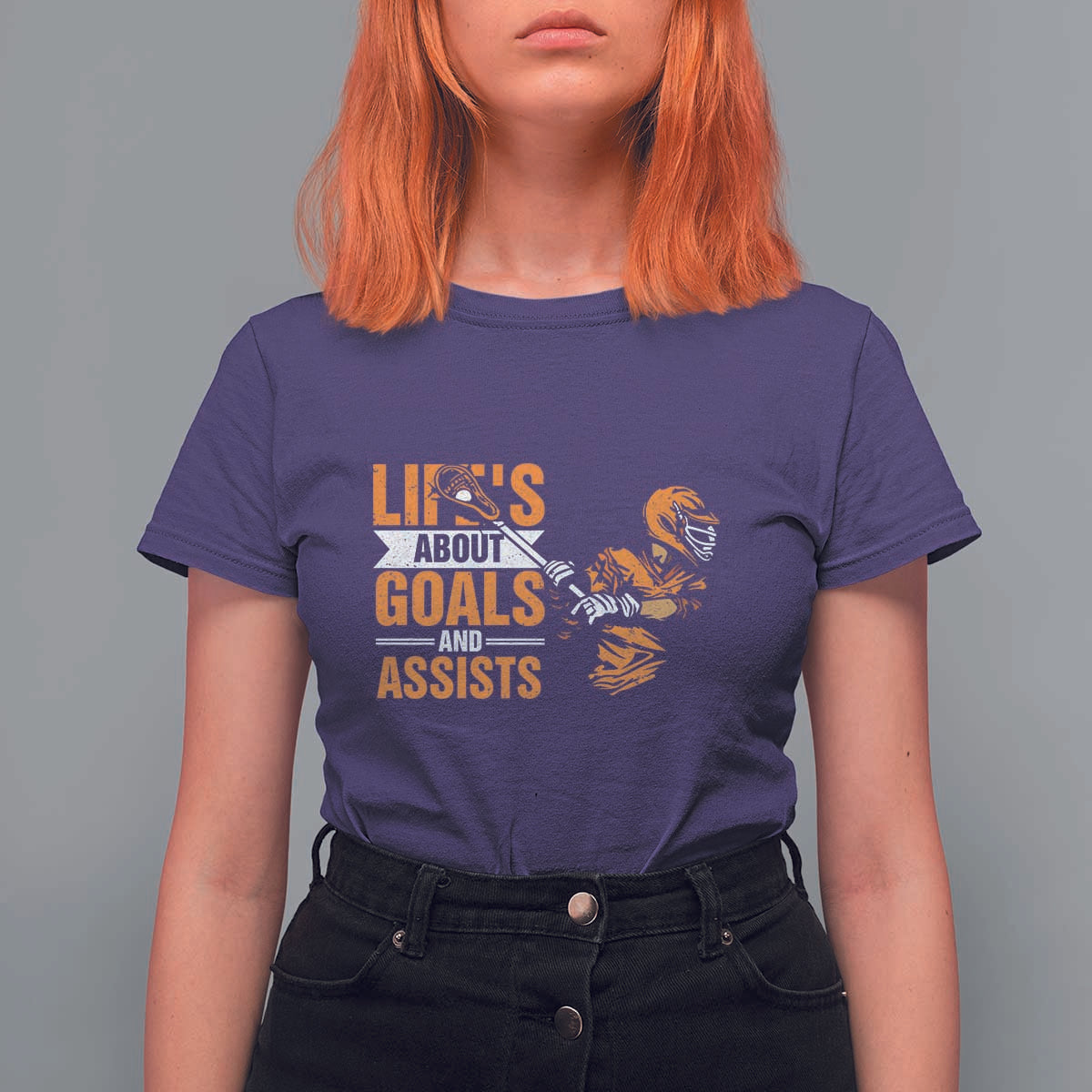 Funny Lacrosse Lax Player T Shirt For Women Life's About Goals And Assists