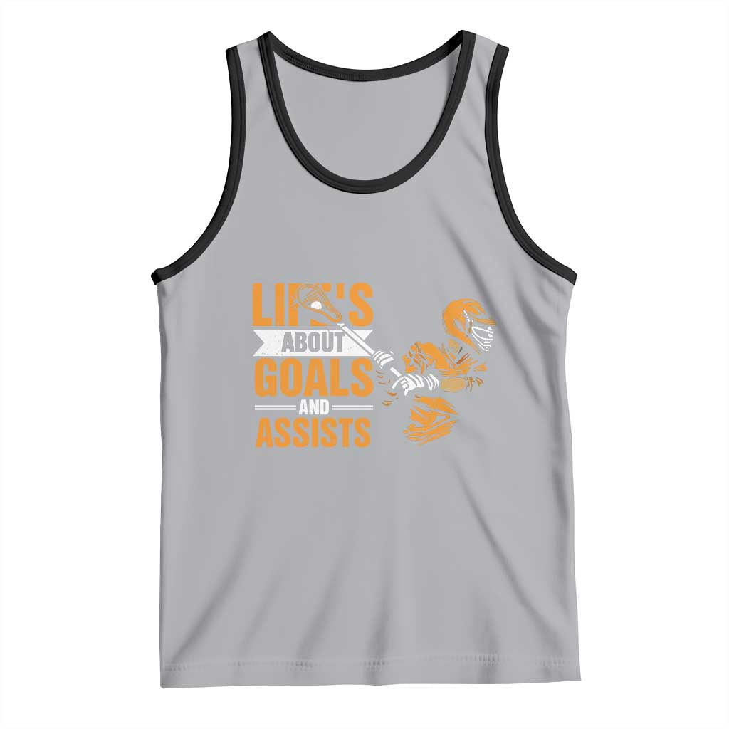 Funny Lacrosse Lax Player Tank Top Life's About Goals And Assists