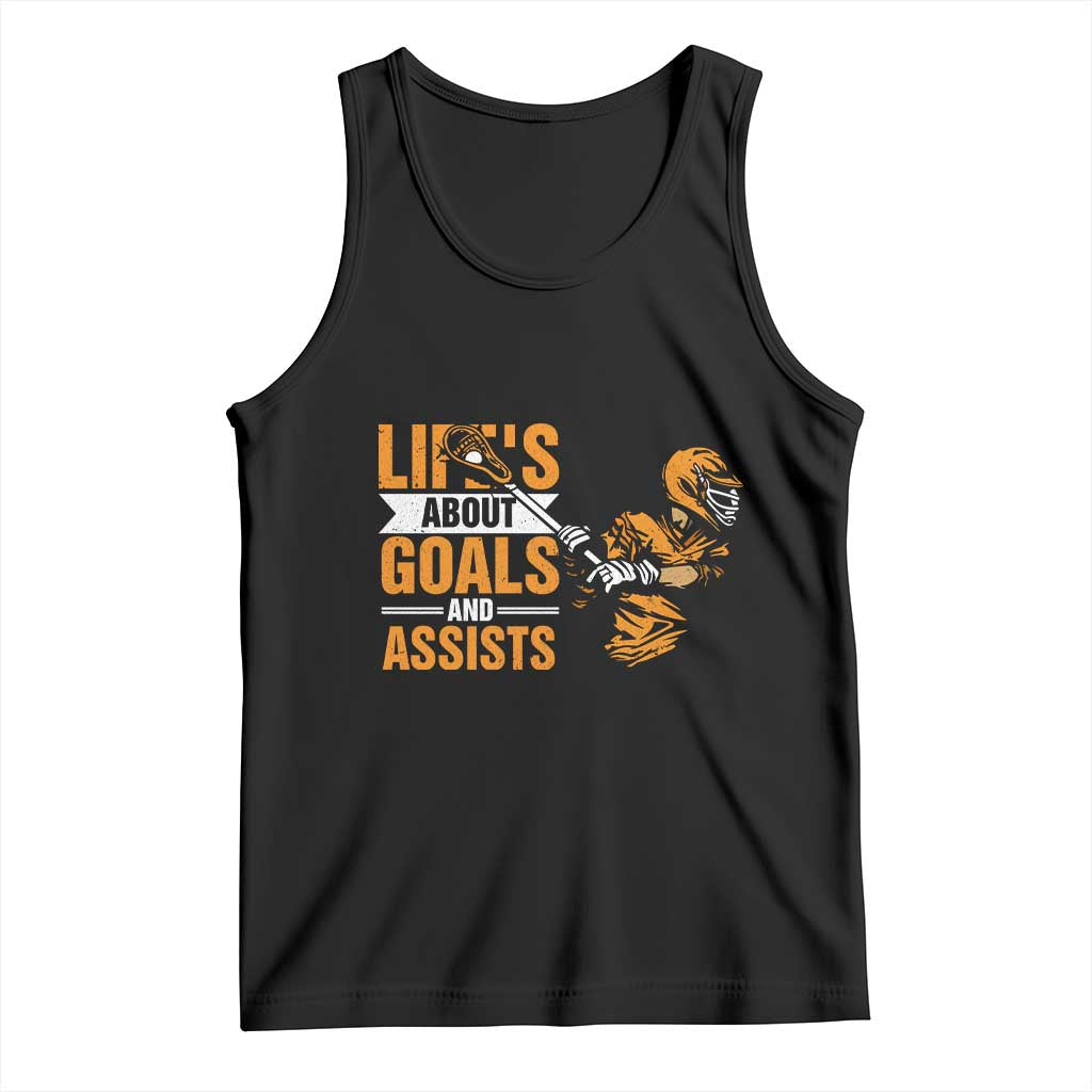 Funny Lacrosse Lax Player Tank Top Life's About Goals And Assists