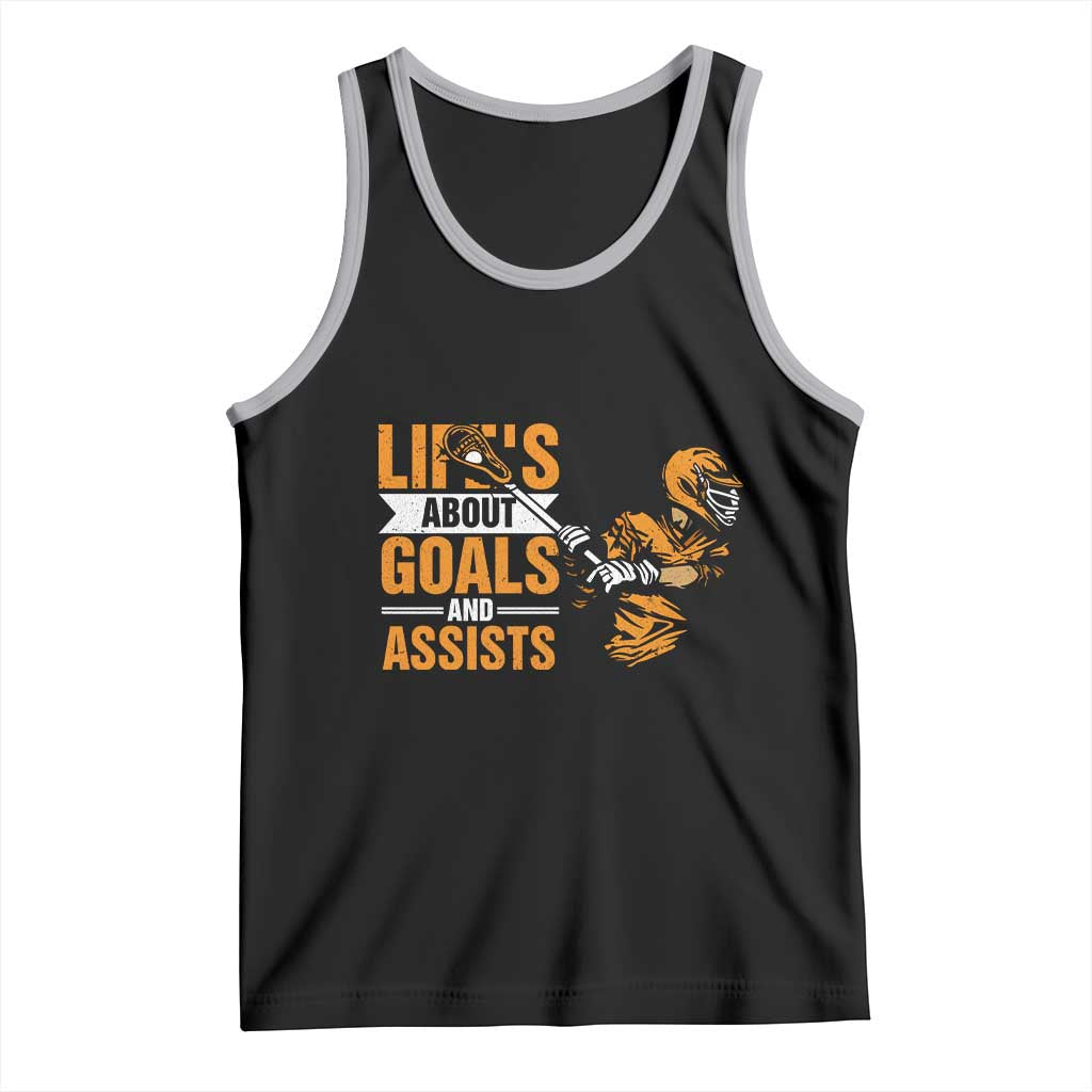 Funny Lacrosse Lax Player Tank Top Life's About Goals And Assists
