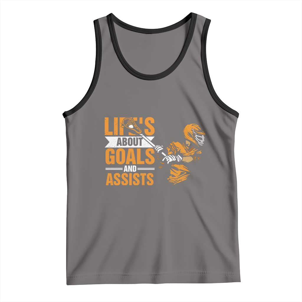 Funny Lacrosse Lax Player Tank Top Life's About Goals And Assists
