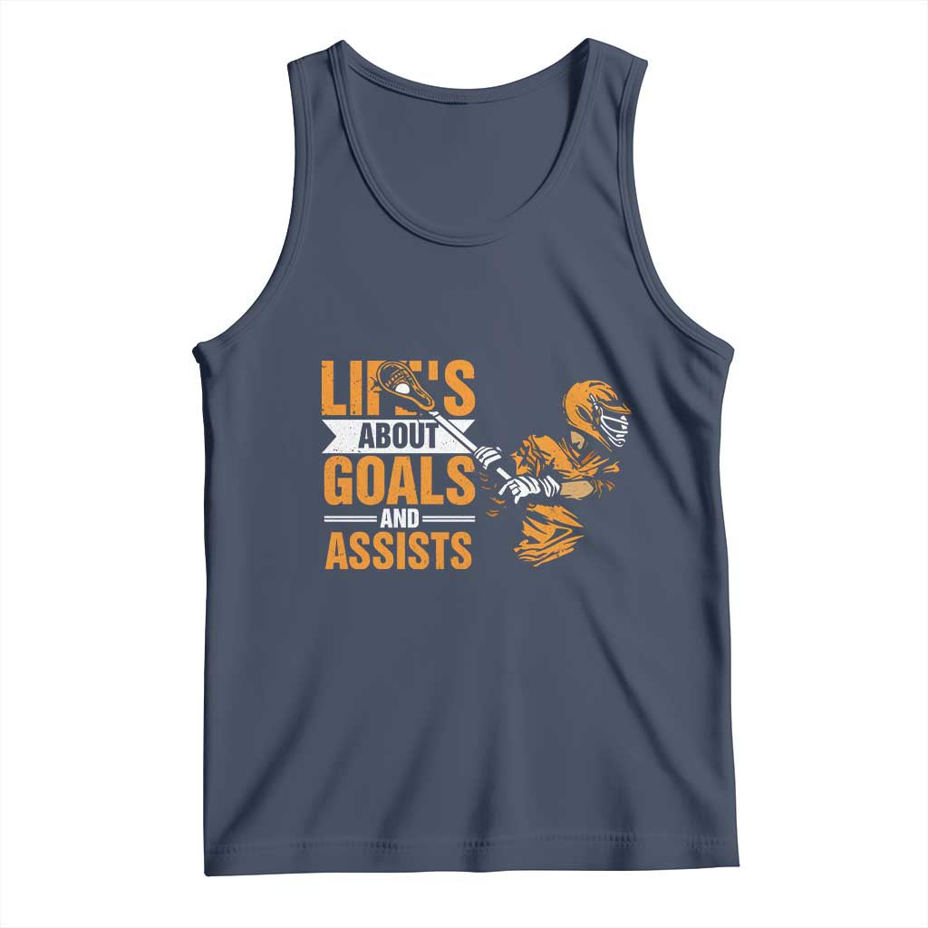 Funny Lacrosse Lax Player Tank Top Life's About Goals And Assists