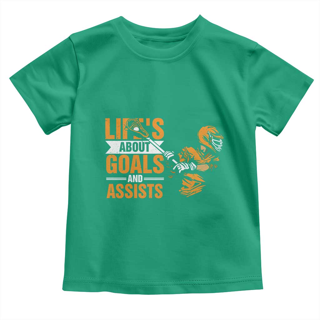Funny Lacrosse Lax Player Toddler T Shirt Life's About Goals And Assists