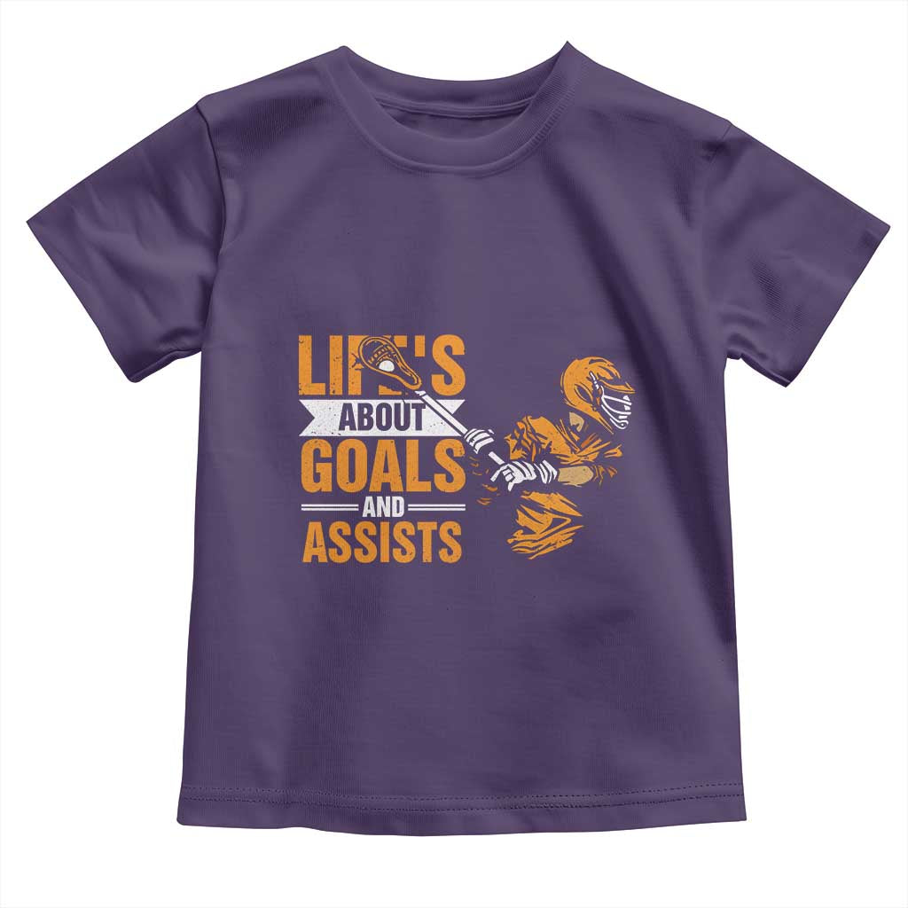 Funny Lacrosse Lax Player Toddler T Shirt Life's About Goals And Assists