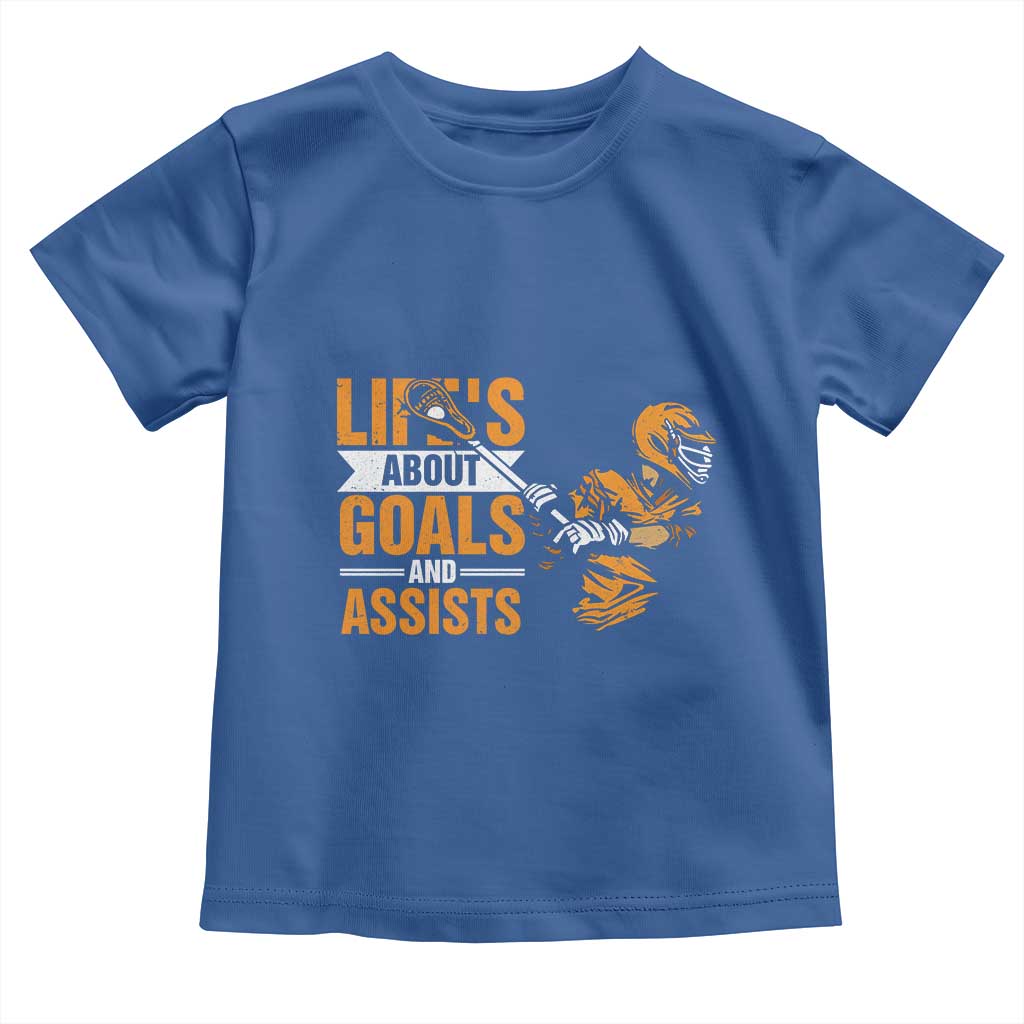 Funny Lacrosse Lax Player Toddler T Shirt Life's About Goals And Assists