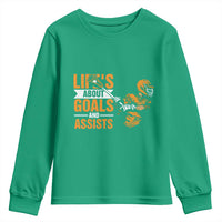 Funny Lacrosse Lax Player Youth Sweatshirt Life's About Goals And Assists