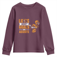 Funny Lacrosse Lax Player Youth Sweatshirt Life's About Goals And Assists