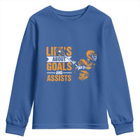 Funny Lacrosse Lax Player Youth Sweatshirt Life's About Goals And Assists
