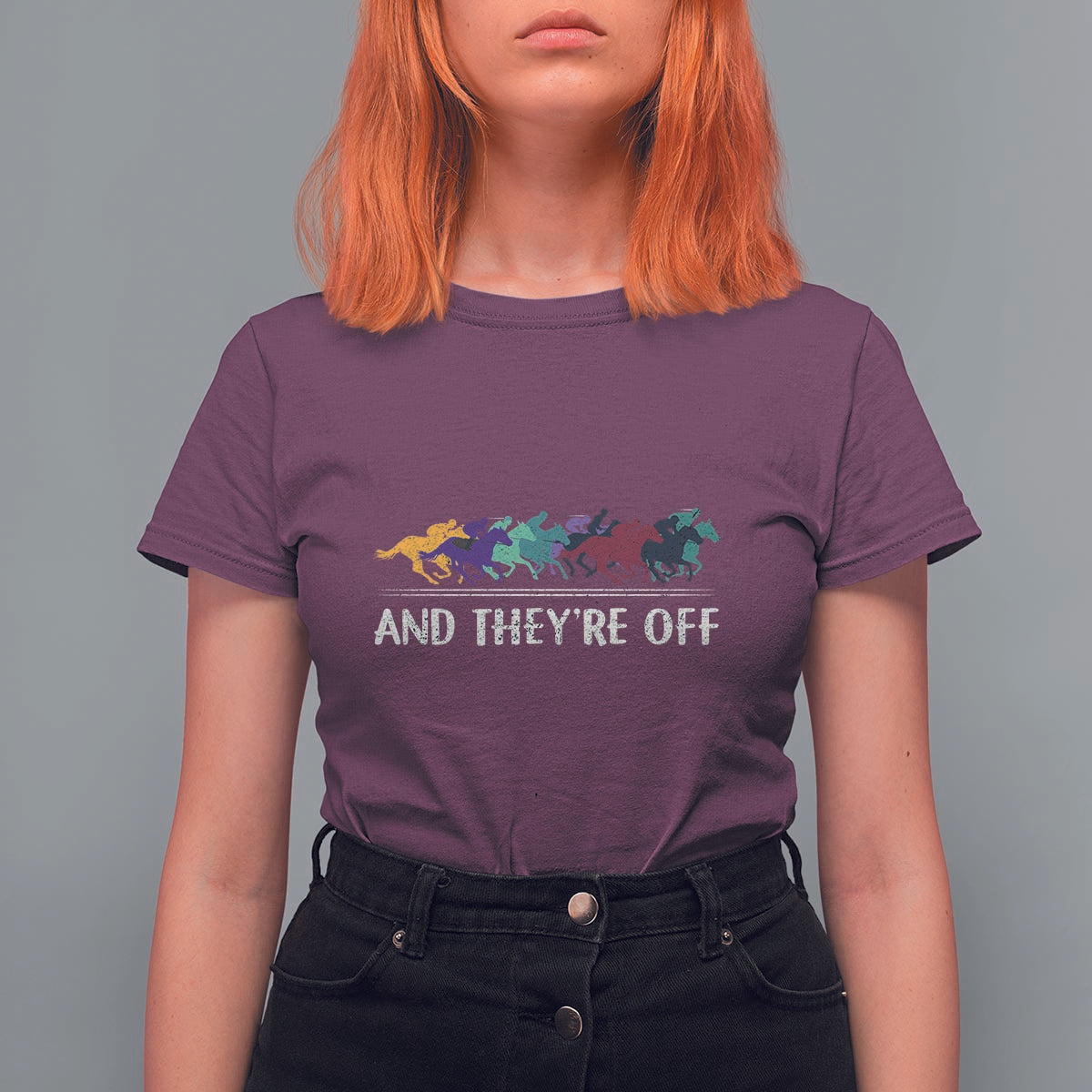 Horse Racing T Shirt For Women And They're Off Vintage Jockey - Wonder Print Shop