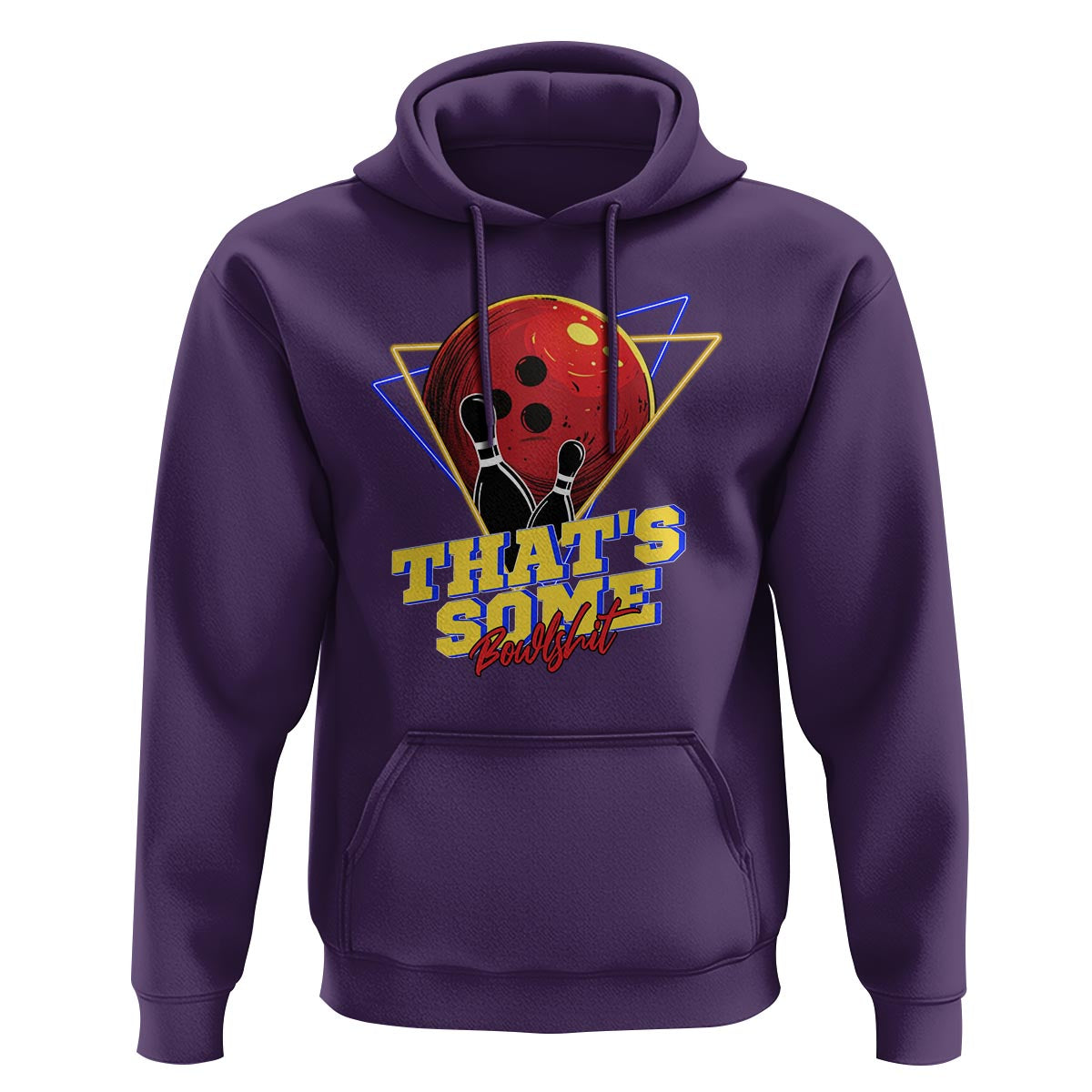 80s Bowling Hoodie That's Some Bowlshit Neon Retro Ball Pins Strike Spilt - Wonder Print Shop