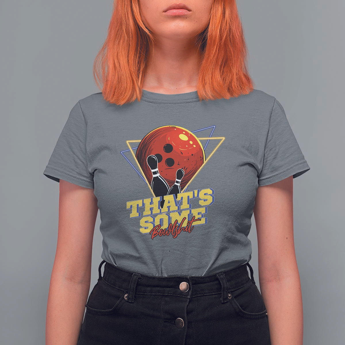 80s Bowling T Shirt For Women That's Some Bowlshit Neon Retro Ball Pins Strike Spilt - Wonder Print Shop