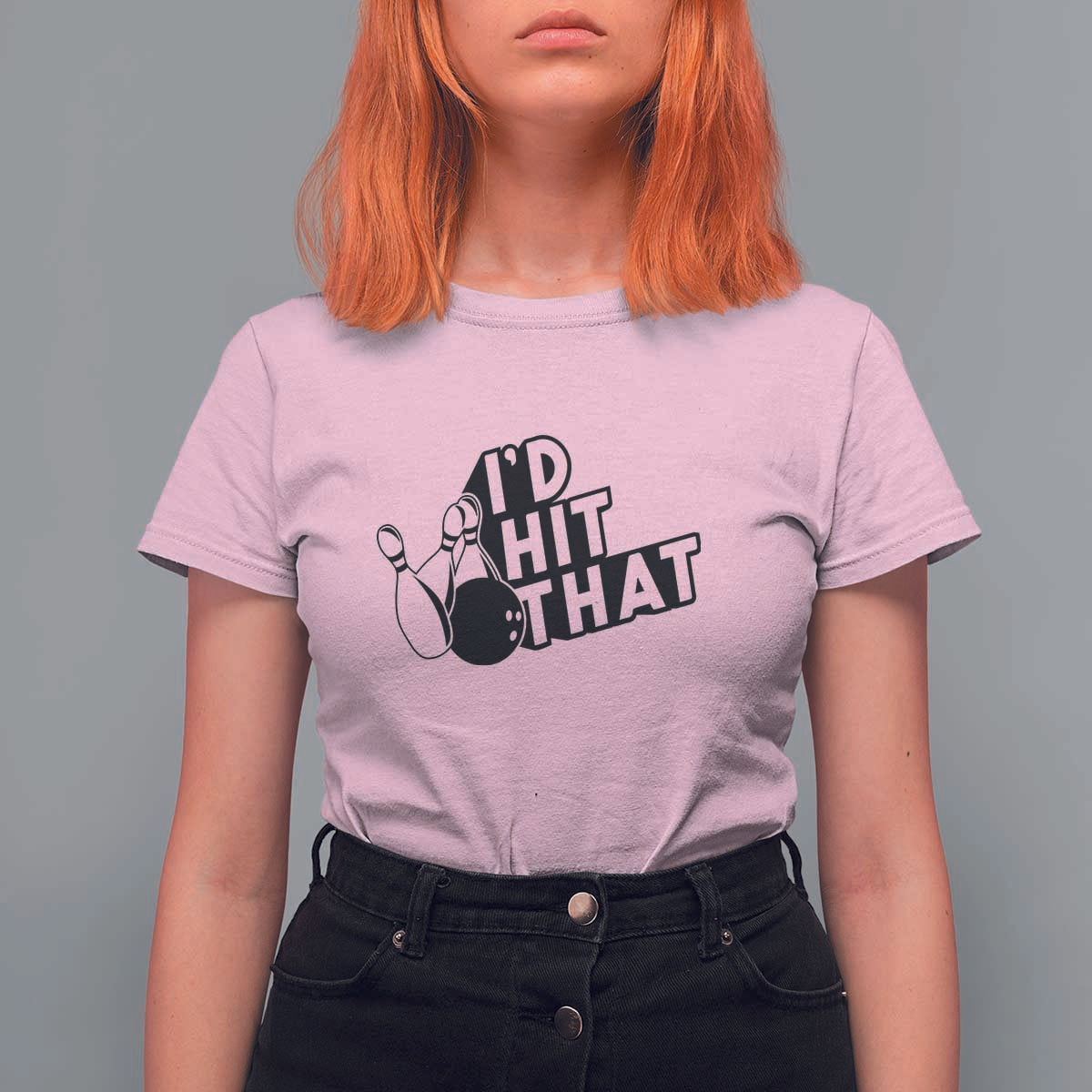 Funny Bowling T Shirt For Women I'D Hit That Quote Bowling Pin Ball - Wonder Print Shop