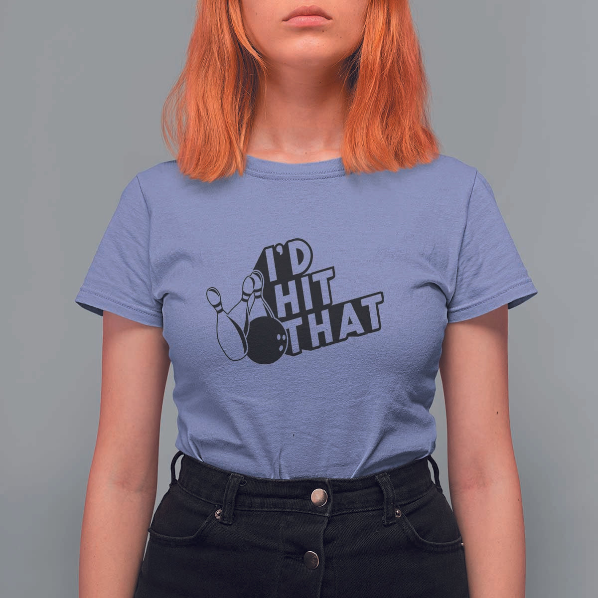 Funny Bowling T Shirt For Women I'D Hit That Quote Bowling Pin Ball - Wonder Print Shop