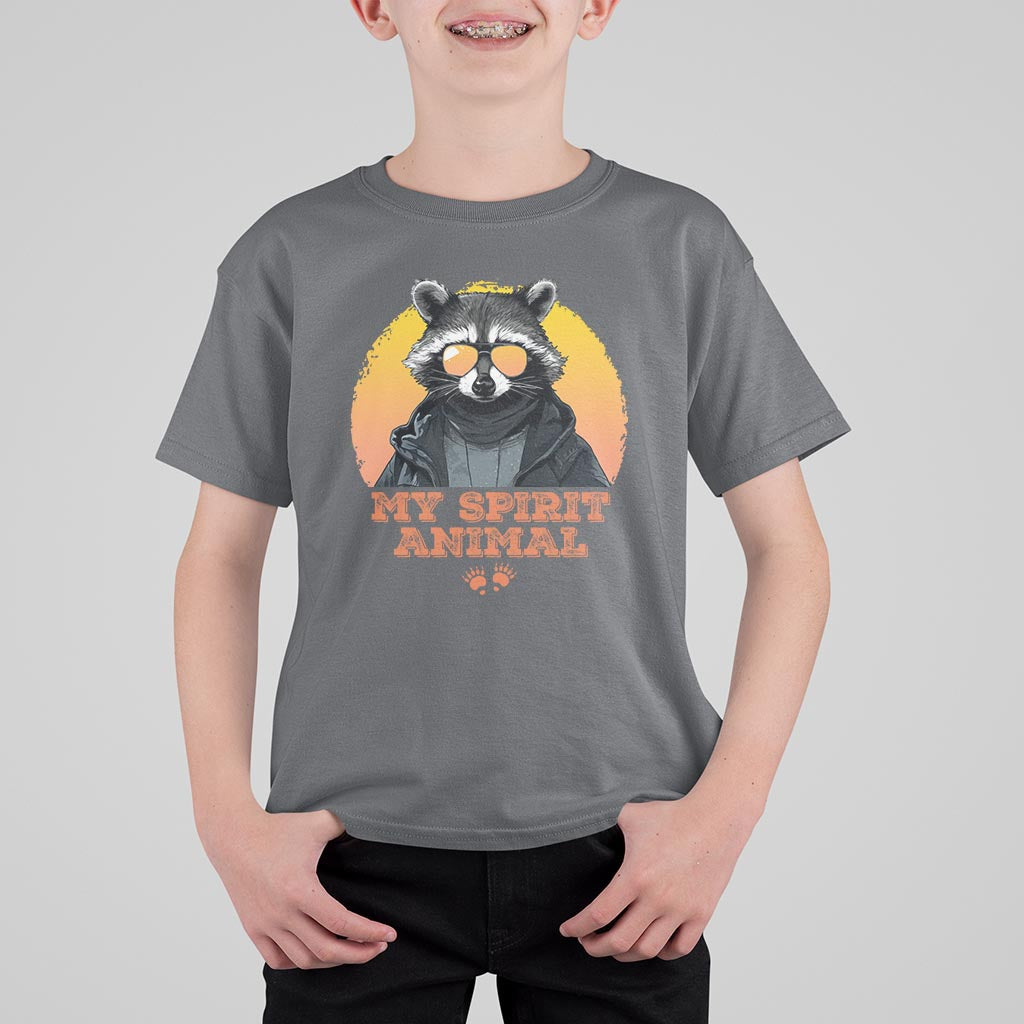 Funny Raccoon T Shirt For Kid My Spirit Animal Cute Trash Panda - Wonder Print Shop