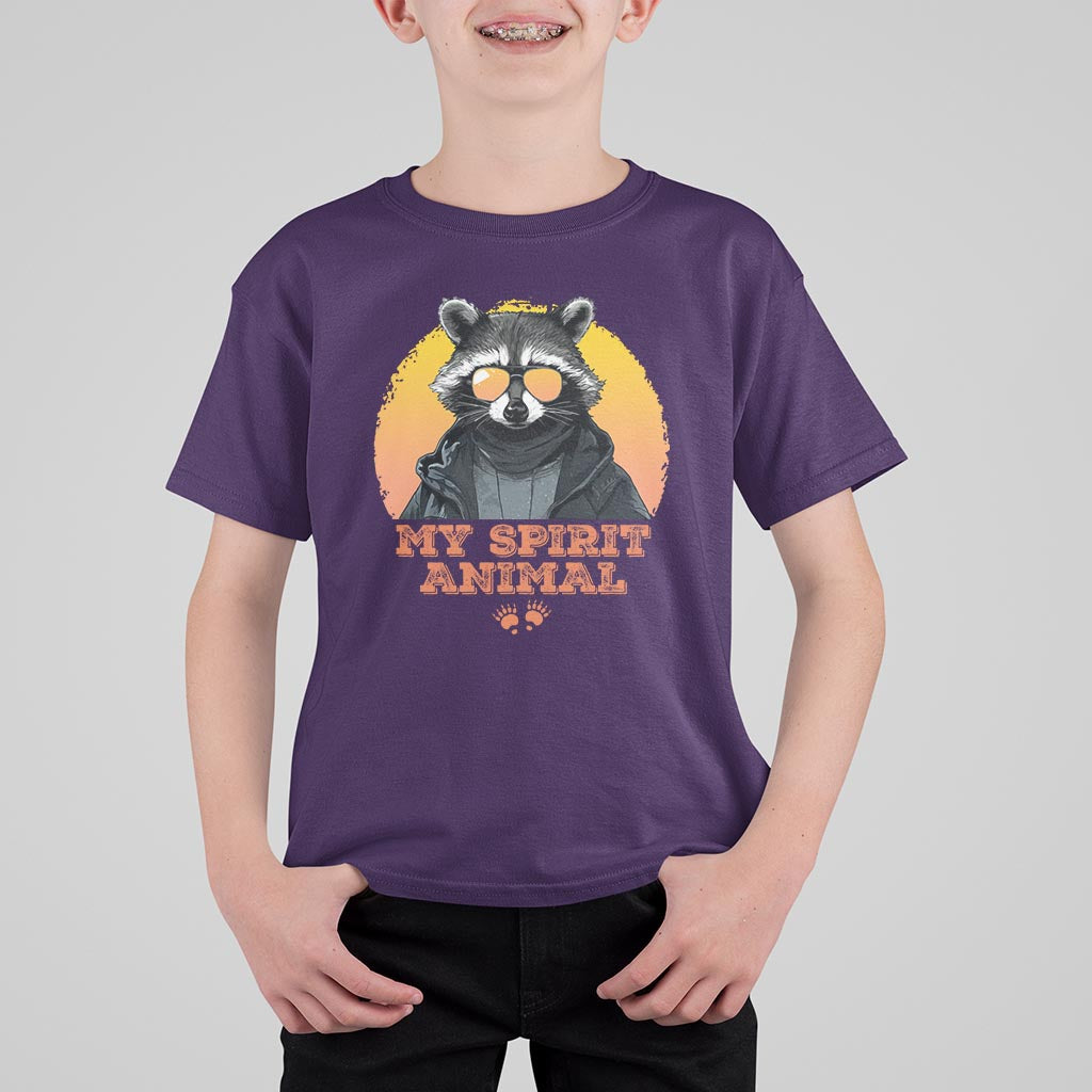 Funny Raccoon T Shirt For Kid My Spirit Animal Cute Trash Panda - Wonder Print Shop