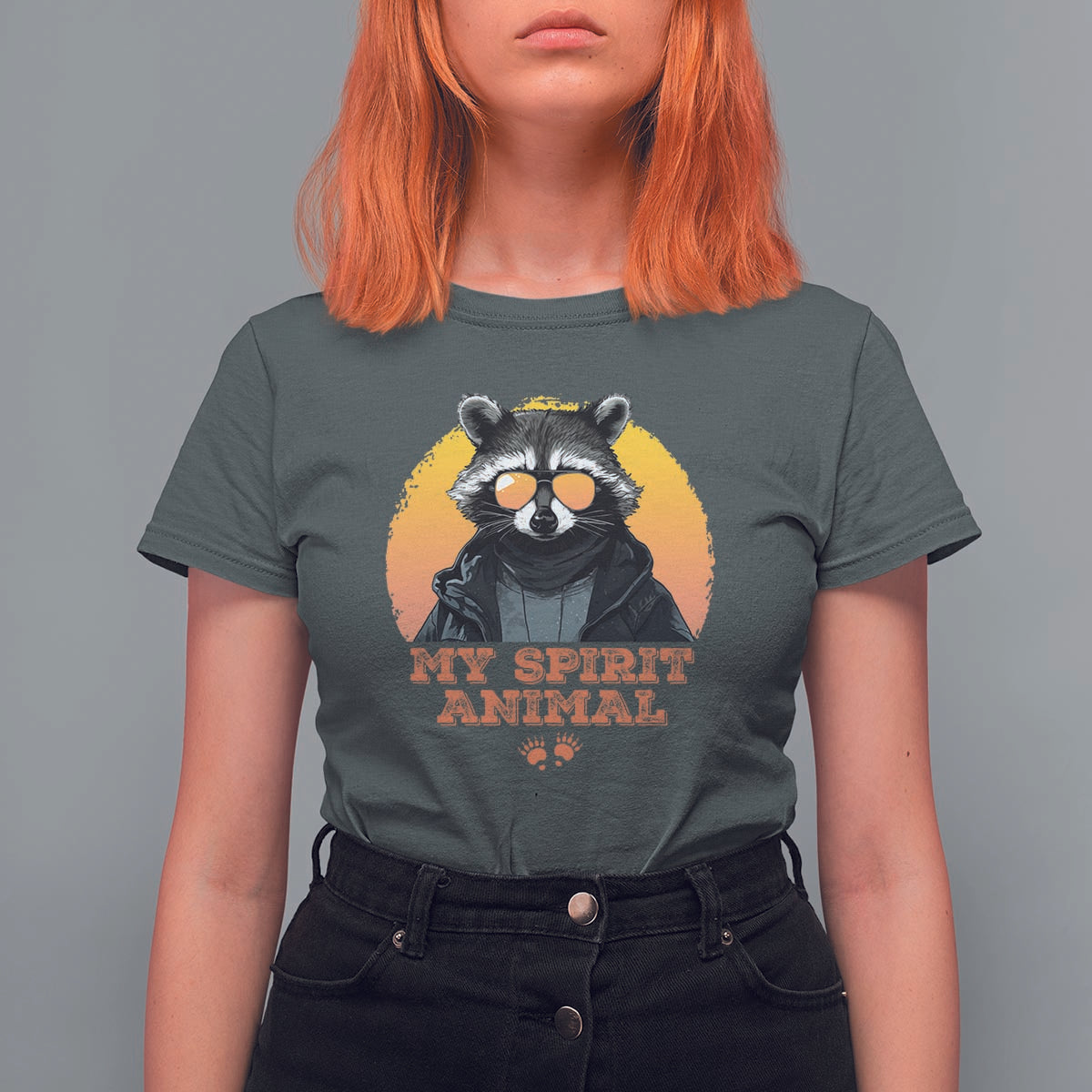 Funny Raccoon T Shirt For Women My Spirit Animal Cute Trash Panda - Wonder Print Shop