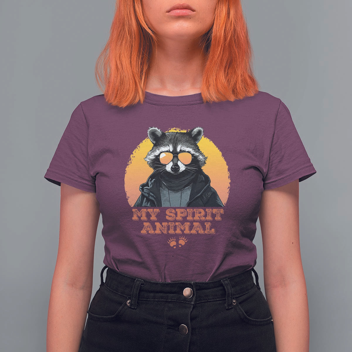 Funny Raccoon T Shirt For Women My Spirit Animal Cute Trash Panda - Wonder Print Shop