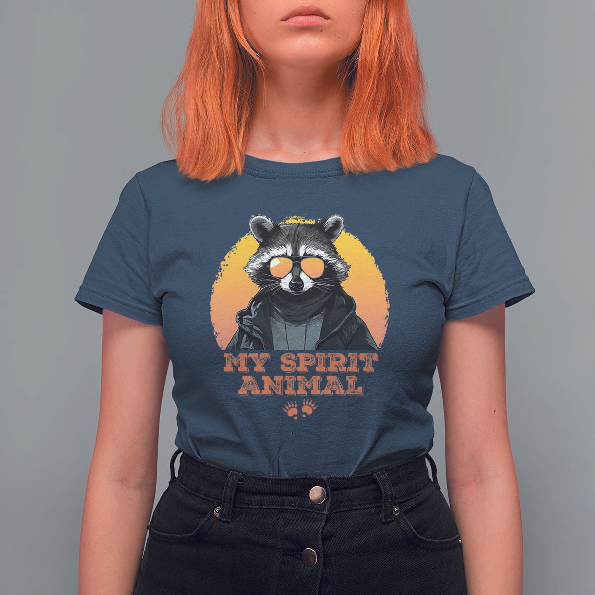 Funny Raccoon T Shirt For Women My Spirit Animal Cute Trash Panda - Wonder Print Shop