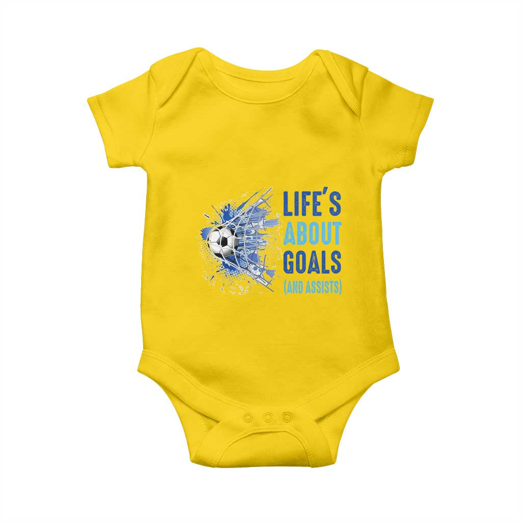 Soccer Lover Baby Onesie Life's About Goals And Assists Coach - Wonder Print Shop