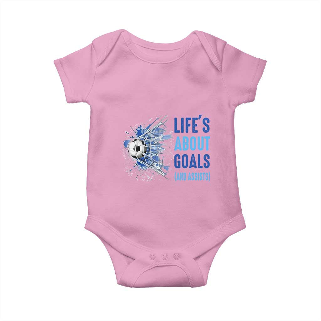 Soccer Lover Baby Onesie Life's About Goals And Assists Coach - Wonder Print Shop
