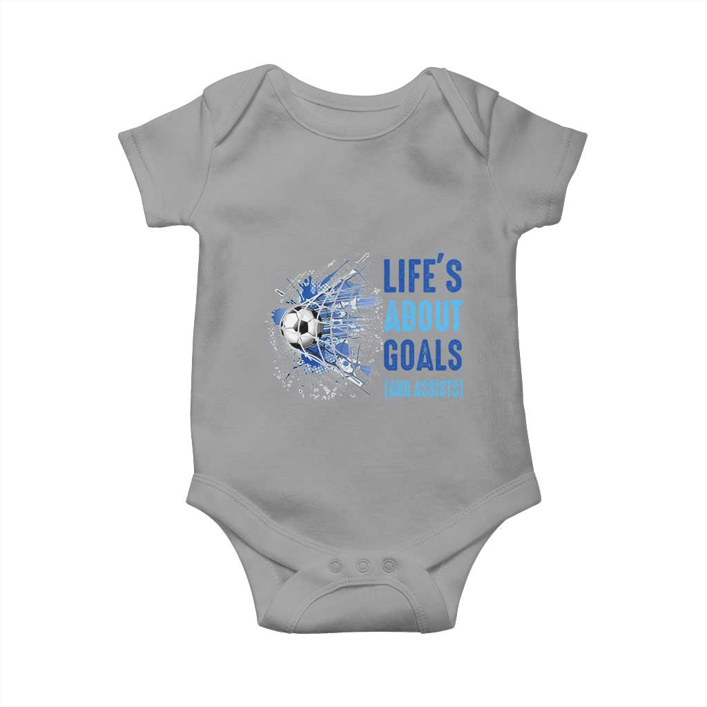 Soccer Lover Baby Onesie Life's About Goals And Assists Coach - Wonder Print Shop