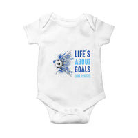 Soccer Lover Baby Onesie Life's About Goals And Assists Coach - Wonder Print Shop