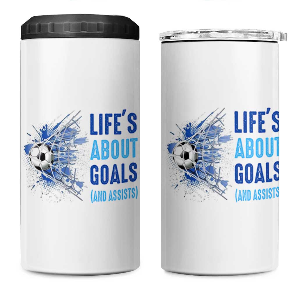 Soccer Lover 4 in 1 Can Cooler Tumbler Life's About Goals And Assists Coach - Wonder Print Shop