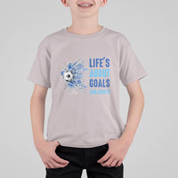 Soccer Lover T Shirt For Kid Life's About Goals And Assists Coach - Wonder Print Shop