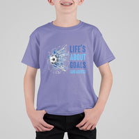 Soccer Lover T Shirt For Kid Life's About Goals And Assists Coach - Wonder Print Shop