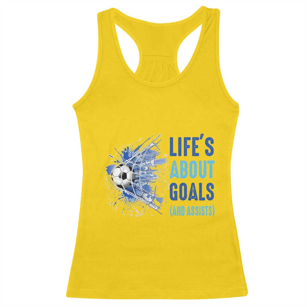 Soccer Lover Racerback Tank Top Life's About Goals And Assists Coach - Wonder Print Shop
