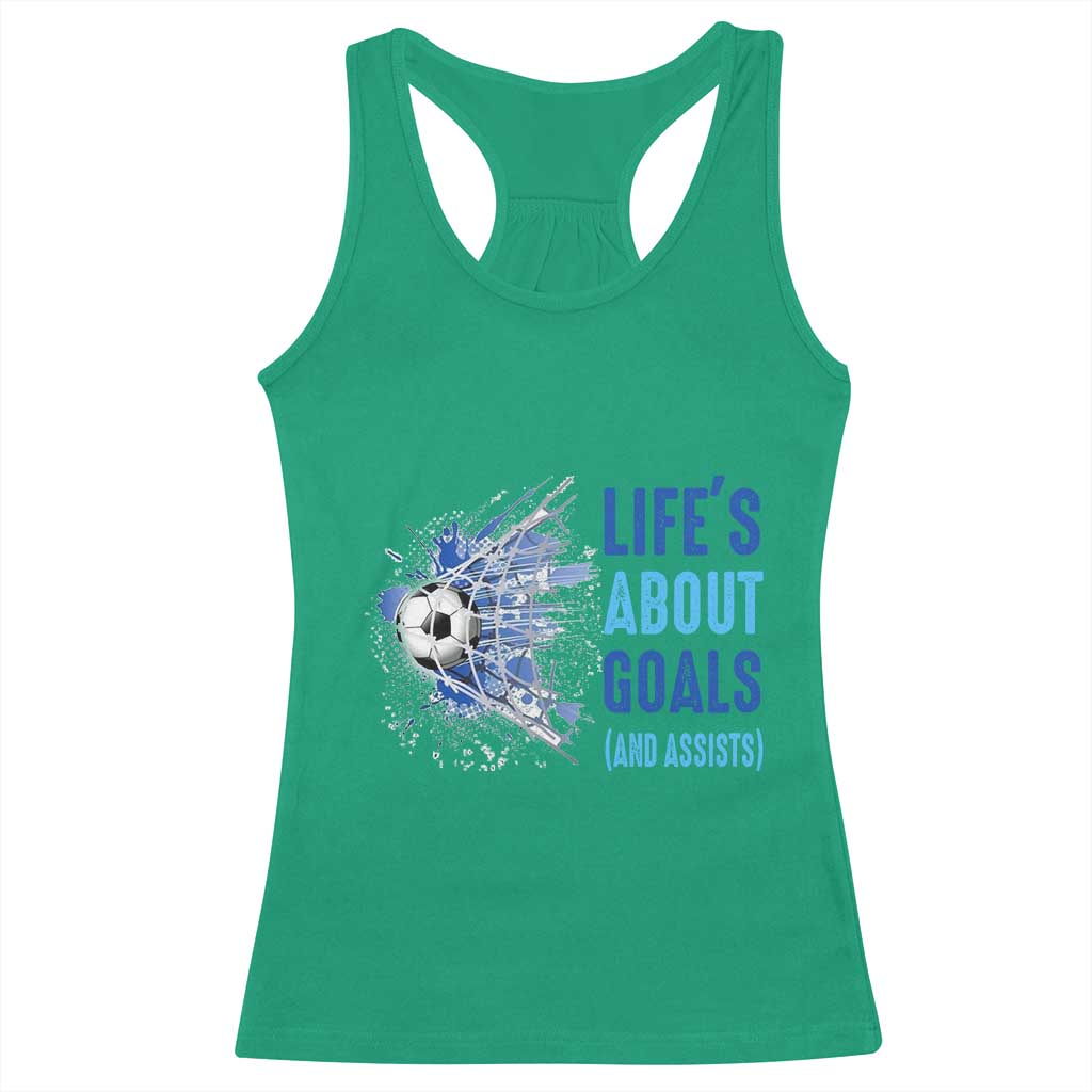 Soccer Lover Racerback Tank Top Life's About Goals And Assists Coach - Wonder Print Shop