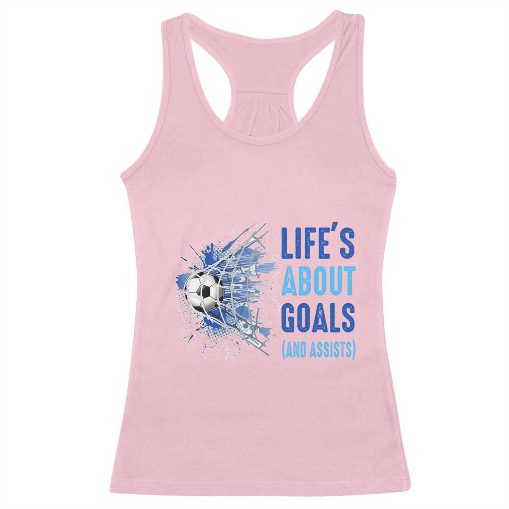 Soccer Lover Racerback Tank Top Life's About Goals And Assists Coach - Wonder Print Shop