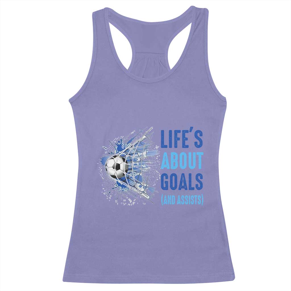 Soccer Lover Racerback Tank Top Life's About Goals And Assists Coach - Wonder Print Shop