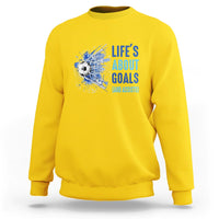 Soccer Lover Sweatshirt Life's About Goals And Assists Coach - Wonder Print Shop