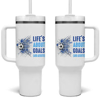 Soccer Lover Tumbler With Handle Life's About Goals And Assists Coach - Wonder Print Shop