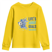 Soccer Lover Youth Sweatshirt Life's About Goals And Assists Coach - Wonder Print Shop