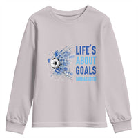 Soccer Lover Youth Sweatshirt Life's About Goals And Assists Coach - Wonder Print Shop