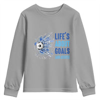 Soccer Lover Youth Sweatshirt Life's About Goals And Assists Coach - Wonder Print Shop