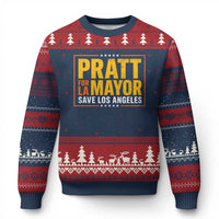 Pratt For Mayor Save Los Angeles Ugly Christmas Sweater Spencer Supporter