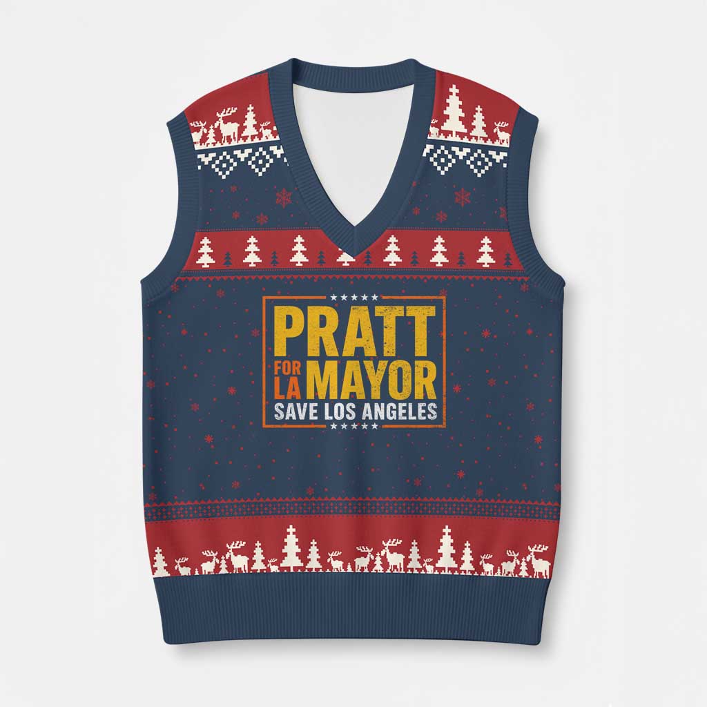 Pratt For Mayor Save Los Angeles V-Neck Knit Sweater Vest Spencer Supporter