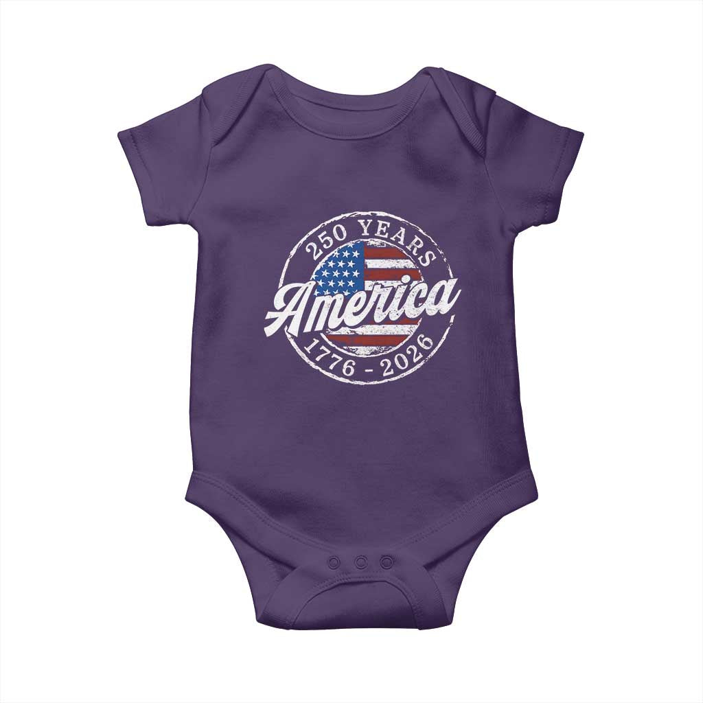 America 250 Years 1776 2026 Baby Onesie 250th Anniversary USA Vintage USA Flag
